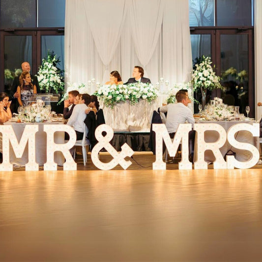 MR & MRS Marquee Letters with Lights