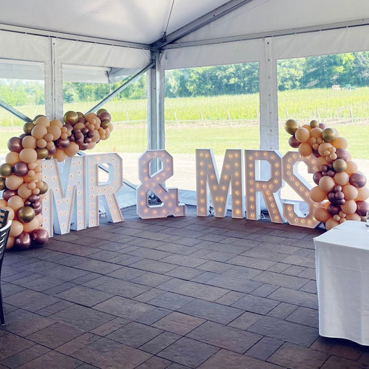 MR & MRS Marquee Letters with Lights