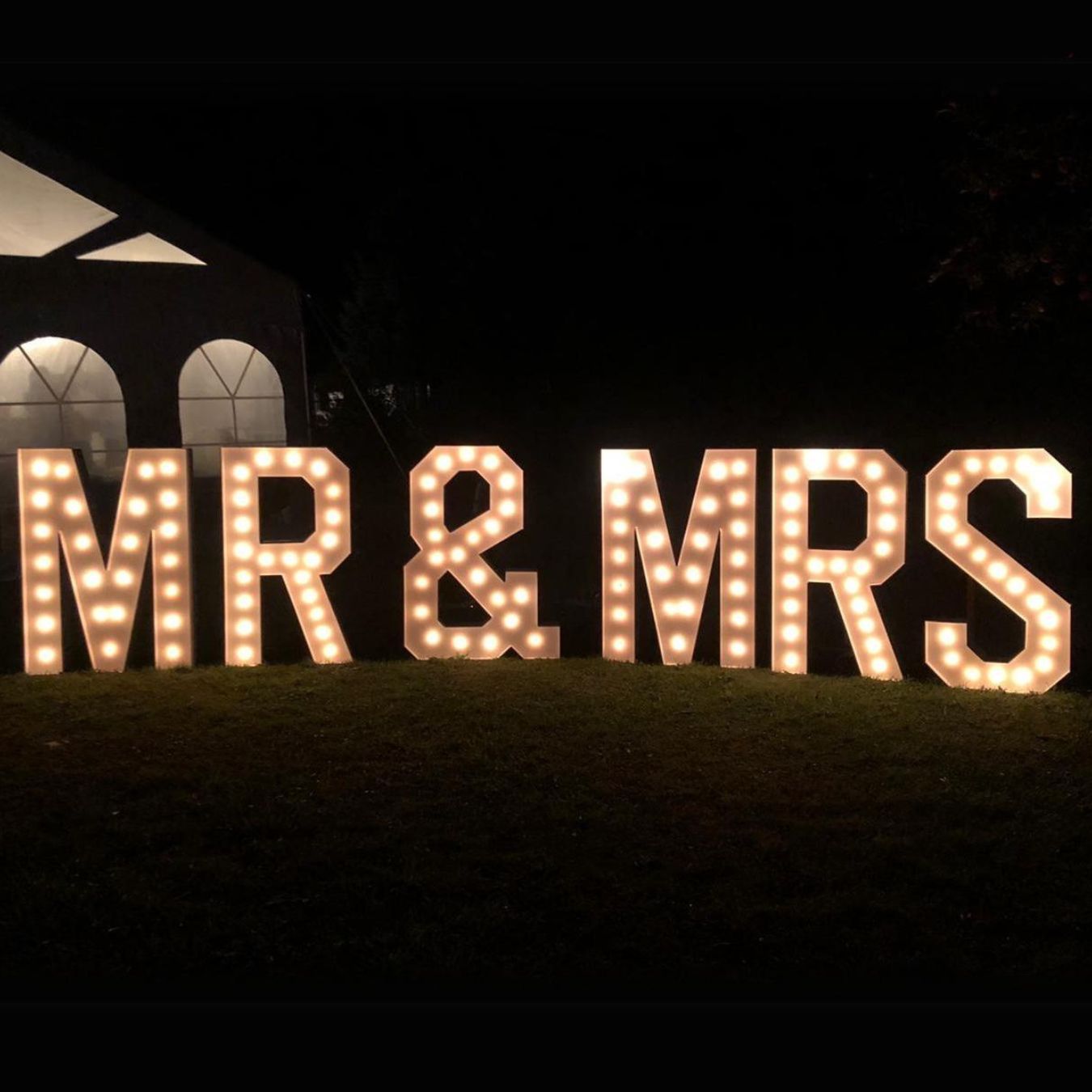 MR & MRS Marquee Letters with Lights